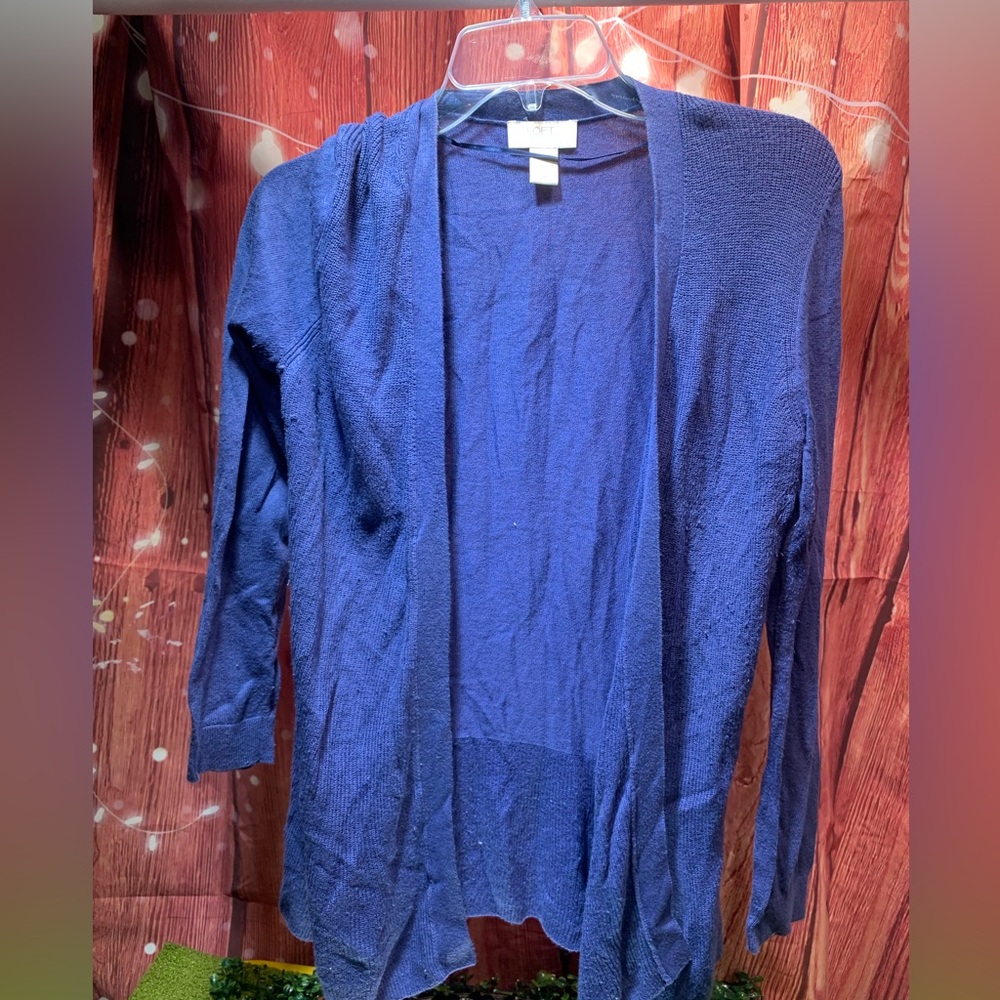 LOFT Navy Open Front Cardigan